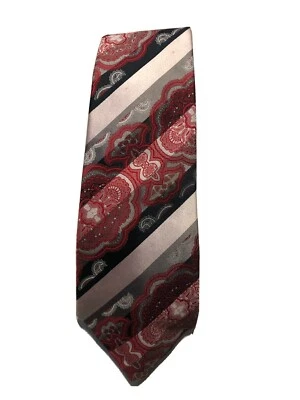 "Corbata Ralph Lancaster roja negra rosa a rayas con diseño 55"" de largo, 4 1/2"" de ancho" Foto 1 de 4