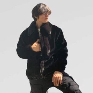 Men’s Manzini Black Faux Fur Fuzzy Casual Coat NWT - Picture 1 of 13