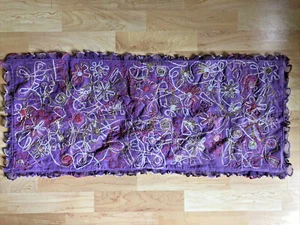 kar-a-van Velvet Ribbon Applique Pillow Sham Purple Green Pink 15"x36" NWT - Picture 1 of 10