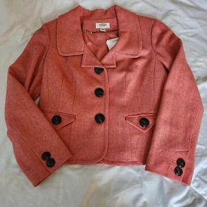 Talbot's Petites Blazer Women's 8 Viscose/Wool Pockets Coral NWT - Picture 1 of 15