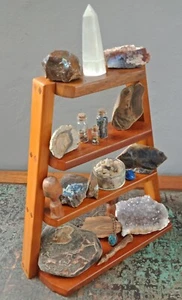 Timber Display Shelf Rock Gems Fossicking Wooden Stand storage crystal shelves - Picture 1 of 11