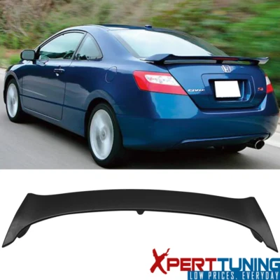 Fits 06-11 Honda Civic Coupe Rear Trunk Spoiler W/Brake LED Light ABS Unpainted - Imagem 1 de 4