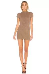 New For Love & Lemons Glitzer Strickkleid in Metallic Mauve Braun Pullover tailliert - Bild 1 von 7
