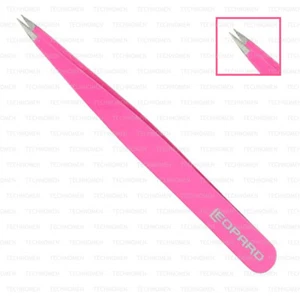 PINK FINE POINTED TIP EYEBROW FACIAL BODY HAIR REMOVING PLUCKING TWEEZERS PINZAS - Picture 1 of 1