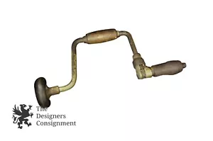 Antiguo taladro de manivela de mano vintage brackets manijas de madera dura barrenadora RVON - Imagen 1 de 12