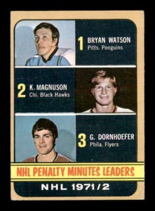 1972 Topps #65 Bryan Watson/Keith Magnuson/Gary Dornhoefer League Leader VG/VGEX