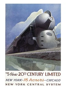 Twentieth Century Limited Railroad Poster 12 x 18 - Picture 1 of 4