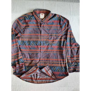 Levi's Men 2XL Aztec Boho Button Shirt Long Sleeve Western Pocket Maroon Red - Picture 1 of 8