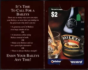 1995 Australia $2 Baileys Phone Card Mint Never Used, Very Good Condition - Bild 1 von 2