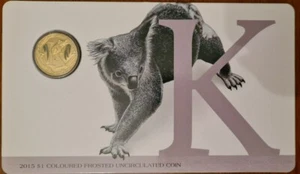 Moneda de un dólar de Australia 2015 alfabeto color esmerilado k - koala - Imagen 1 de 3
