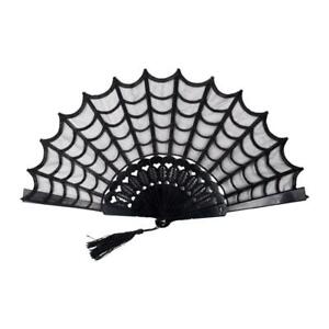 kreepsville 666 Spiderweb Lace Gothic Hand Fan with Tassel
