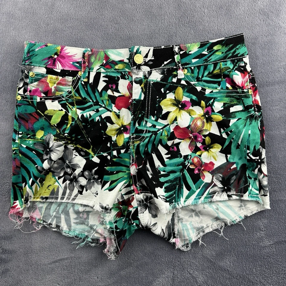 Nicki Minaj Bootie Shorts Womens Tag Size 9/10 Floral Mid Rise Frayed Hem - Image 1 of 4