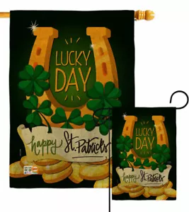 Lucky Day Burlap Gardn Flag Springtime St Patrick Decorative Gift Yard Banner - Picture 1 of 19