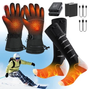 Electric Heated Socks +Heated Gloves Rechargeable Battery Men Women Winter Socks - Picture 1 of 24