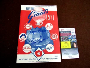 BOBBY THOMSON RALPH BRANCA SHOT HEARD ROUND WORLD SIGNED AUTO 1951 PROGRAM JSA - Picture 1 of 3