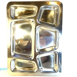 Vassoio diviso caffetteria prigione militare sala pasticceria in metallo nuovo acciaio inox - Foto 1 di 7