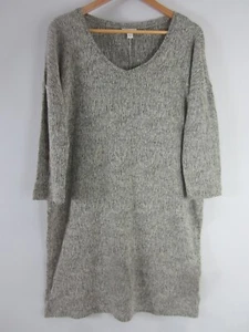 Pure Jill Womens Womens M T Shirt Dress Linen Cotton Gray Knit 3/4 Sleeve V Neck - Picture 1 of 10