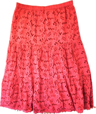 Falda para mujer Soft Surroundings Lucia con ojales forrada en capas borla dobladillo nueva 14-16 Foto 1 de 4