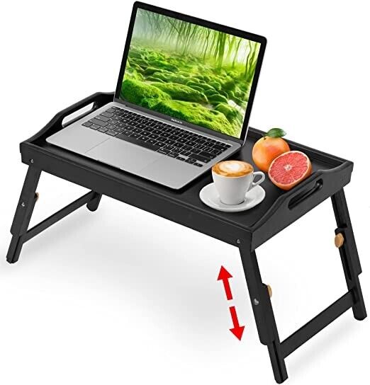 Artmeer Bandeja de cama para desayuno, bandeja de comida con patas  plegables, bandeja de cocina para escritorios de regazo, portátil,  computadora