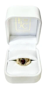 10K Yellow Gold Rubellite Garnet Diamond Ring Size 7.75 JED LIND - Picture 1 of 23