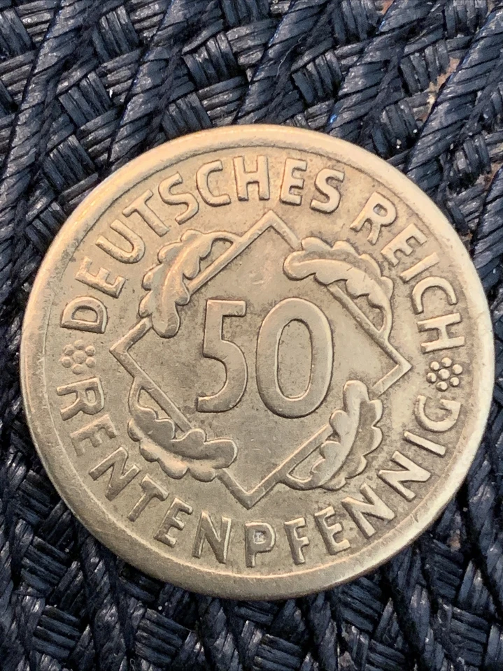 Germany - Weimar Republic 50 Rentenpfennig KM# 34 1924 A ⚜️*️⃣🪙 0692 - Image 1 of 2