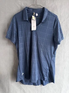 Adidas Shirt Mens L Short Sleeve Blue Collared - Picture 1 of 5