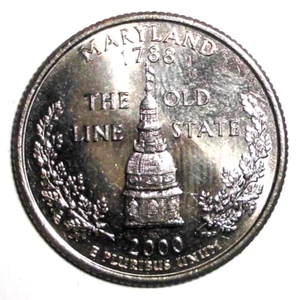 2000 US Quarter 25 cents Coin Dome of the Maryland State House Old Line - Picture 1 of 1
