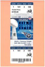 FINAL Game RCA Dome 2007 ticket Indianapolis Colts vs Tennessee Titans Manning