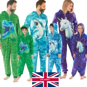 Animal Crazy 1Onesie Jumpsuit Shark Dinosaur Unicorn Boys Girls Adults Family - Picture 1 of 45