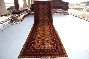 2x9 Traditional Bokhara Wool Runner – Warm Gold with Classic Medallion Design. - Picture 1 of 12