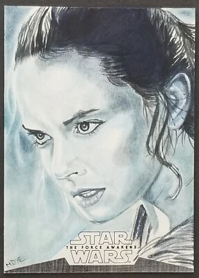 2015 Topps Star Wars: The Force Awakens Rey Sketch by Marcia Dye 1/1 - Image 1 of 2