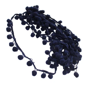 6 Yards Navy Blue 2 cm Pom Pom Drapery Craft Dangle Trim Lace for Sewing Fringe - Picture 1 of 1