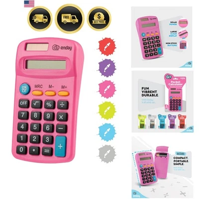 Pink Solar Battery Operated Calculator Small Handheld Large Display Four Func... - Image 1 of 4
