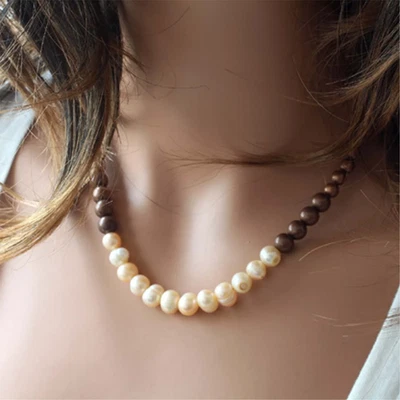 Fresh Water Pearls Antique Copper Beads Necklace - Imagem 1 de 2
