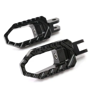 Black TRC Alu. Front Wide Footpegs For Triumph Bonneville Bobber 17 18 - Imagen 1 de 8