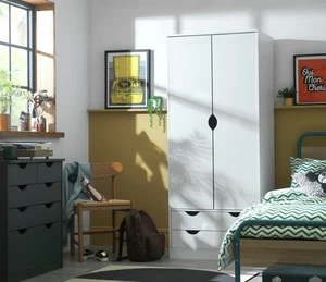 Kids Pagnell 2 Door 2 Drawer Wardrobe - White | Wardrobe for kids - Picture 1 of 9