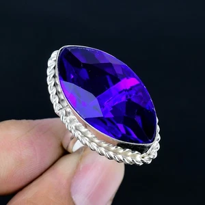 Purple Tourmaline Marquise Gemstone 925 Sterling Silver Adjustable Ring VJ 1278 - Picture 1 of 5