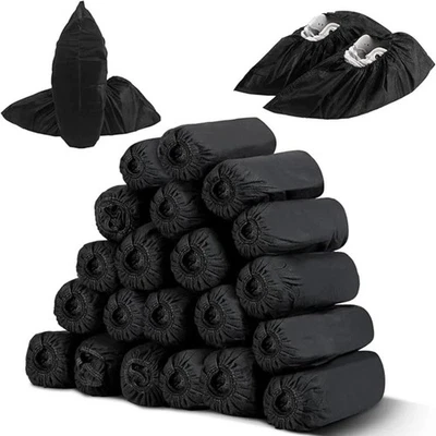 Black 100 Pack Non-Slip Disposable Shoe Covers Premium Boot Protector Booties - Image 1 of 4