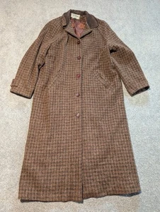 Gabardina vintage LL Bean para mujer mediana marrón a cuadros lana tweed forrada - Imagen 1 de 8