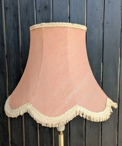Vintage Pink And Cream Tassel Lampshade Retro Traditional Antique Fringe - Picture 1 of 3