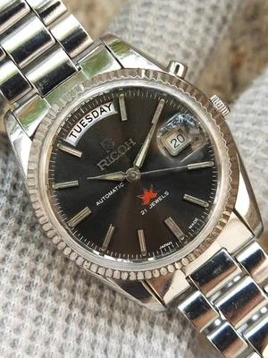 Автоматические мужские часы Ricoh President винтажный стиль черный циферблат 061121 Япония - Изображение 1 из 4