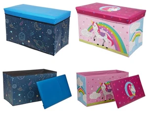 Kids Toy Storage Box Chest Childrens Collapsible Ottoman Seat with Lid 60cm - Picture 1 of 11