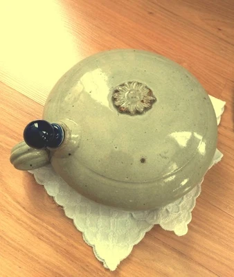 BOUILLOTTE ANCIENNE GRES TERRE CUITE PYRITE (JP PRUDHOMME ??) BOUCHON PORCELAINE - Photo 1/4