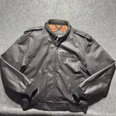 Members Only Vintage Leather Jacket Mens 40 Chocolate Brown Full Zip Moto Bomber - Image 1 of 4