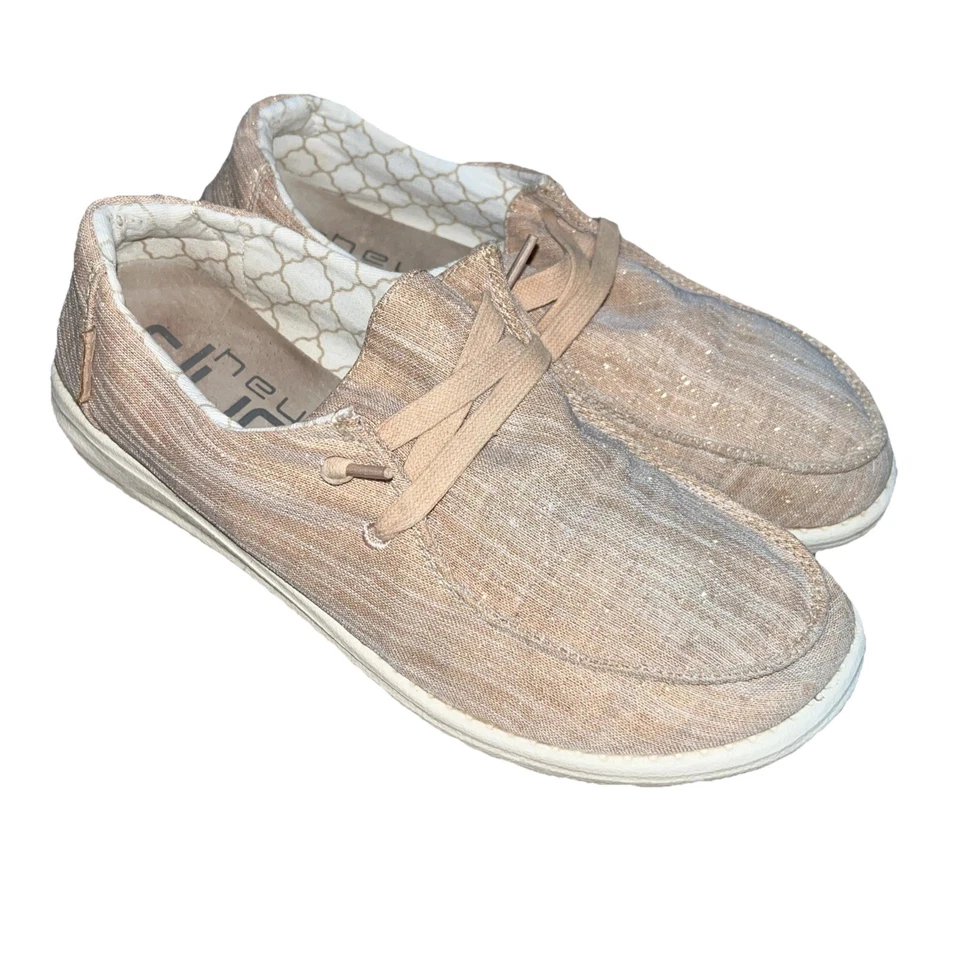 Zapatos Hey Dude Wendy para mujer talla 8 brillantes de lona dorada rosa sin cordones para caminar Foto 1 de 4
