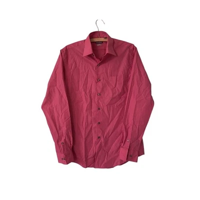 Van Heusen Mens Pink Stain Shield Fitted Button Down Shirt 15.5 34 35 - Image 1 of 4