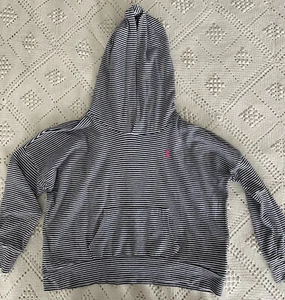 Great Condition Girls Striped Blue & White Hooded Ralph Lauren top Aged 6 - Picture 1 of 3