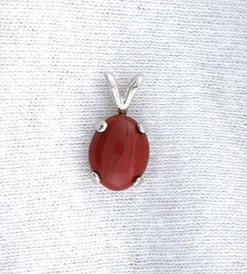 10x8 10mm x 8mm Oval Sterling Silver Natural Red Jasper Cabochon Cab Gem Pendant - Picture 1 of 2