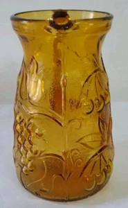 Vintage Rossini Empoli Amber Glass Pitcher Embossed Fruit Made in Italy - Picture 1 of 8