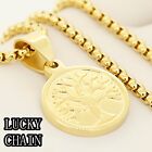 24" STAINLESS STEEL GOLD ROUND BOX CHAIN NECKLACE TREE OF LIFE PENDANT 31g E471